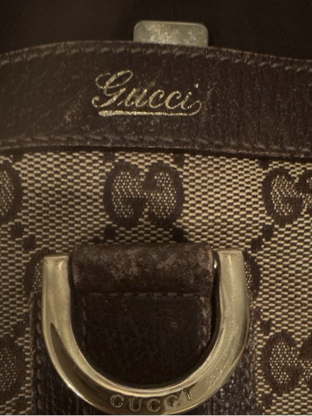 Gucci Beige Brown GG Canvas Tote with Leather Trim - Picture 3 of 11